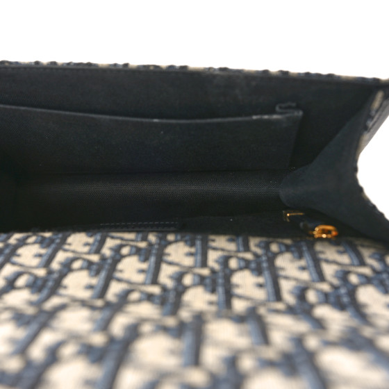 Christian Dior Oblique 30 Montaigne East West Chain Flap Bag Blue