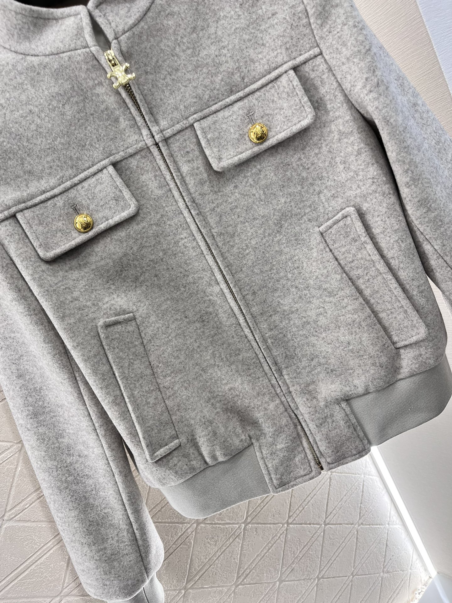 【Celine】Pocket stand collar jacket