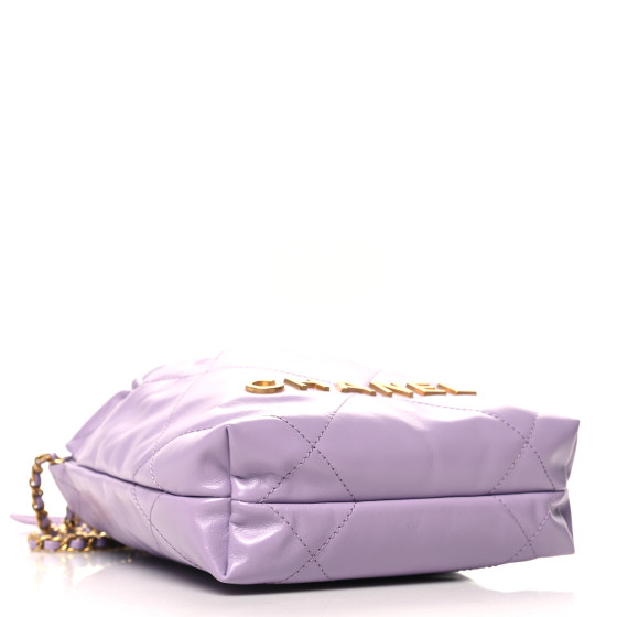 Shiny Calfskin Quilted Mini Chanel 22 Light Purple