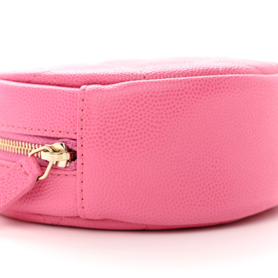 Caviar Quilted Round Clutch With Chain Pink