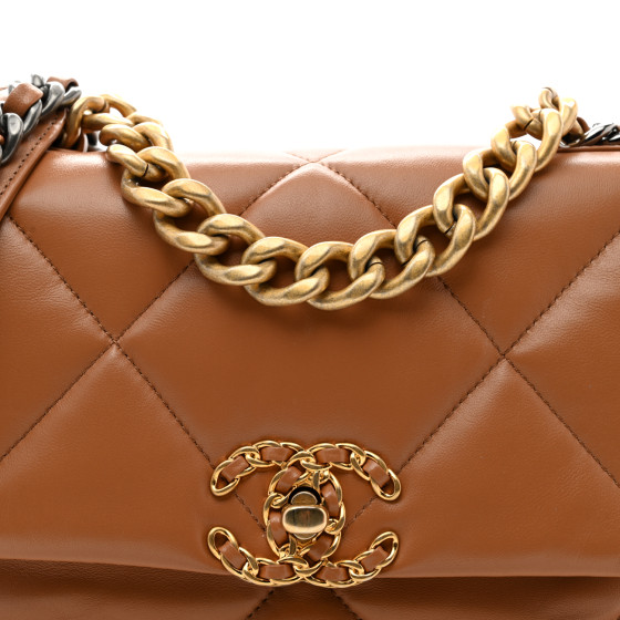Chanel Lambskin Quilted Medium Chanel 19 Flap Brown