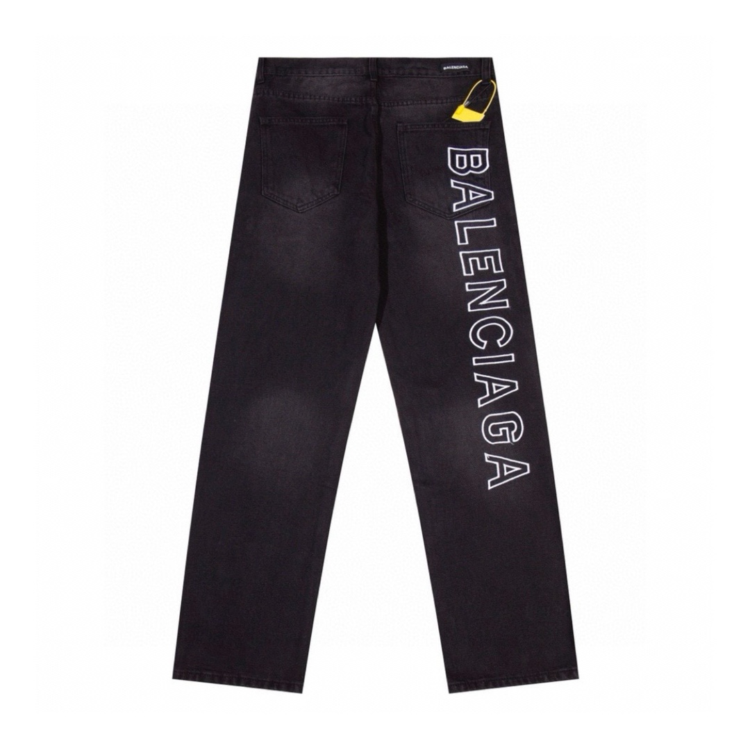 BALENCIAGA Paris family 23ss side embroidery l0g0 letter couple washed straight casual jeans