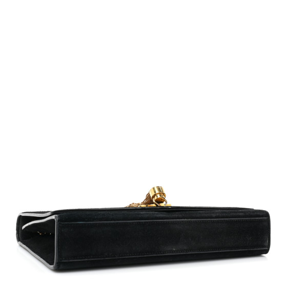 Saint Laurent Velvet Medium Monogram Kate Tassel Shoulder Bag Black