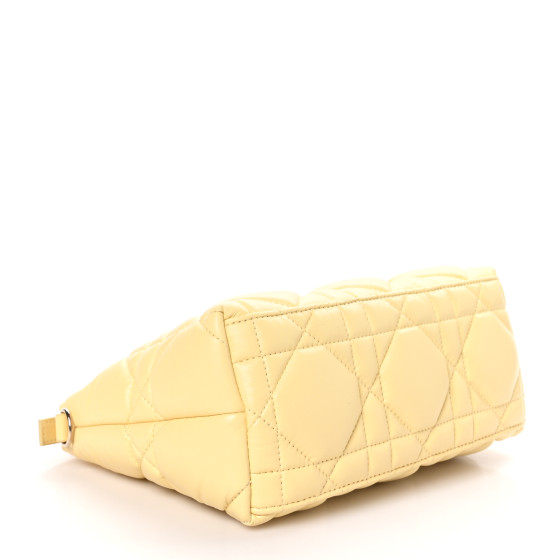 Christian Dior Calfskin Macrocannage Medium Diortravel Nomad Pouch Pale Yellow