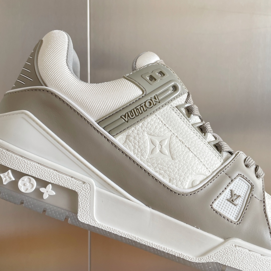 Louis Vuitton White and Grey Sneakers Skateboard Shoes