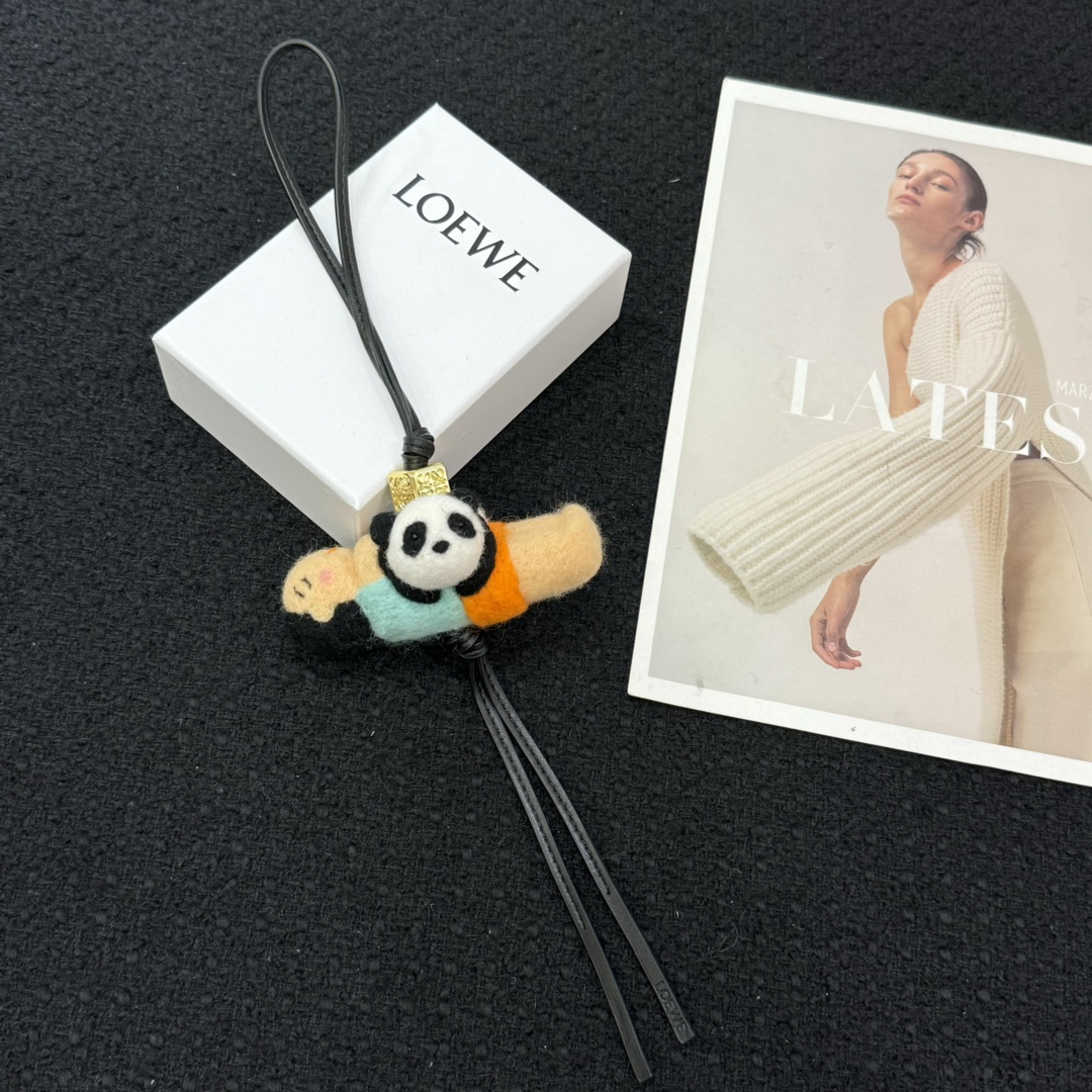 Loewe felt and cowhide panda and child charm