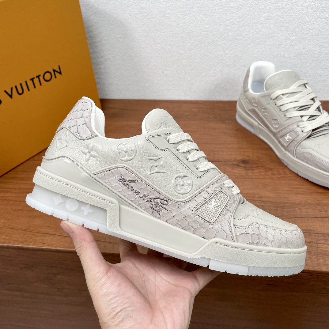 LV TRAINER snakeskin sneakers