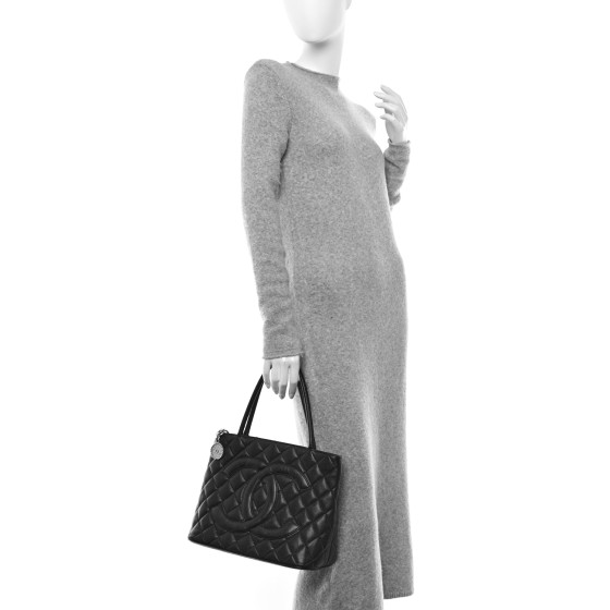 Chanel Caviar Quilted Medallion Tote Black