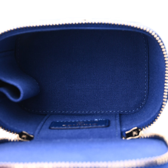 Chanel Lambskin Quilted Top Handle Mini Vanity Case With Chain Blue