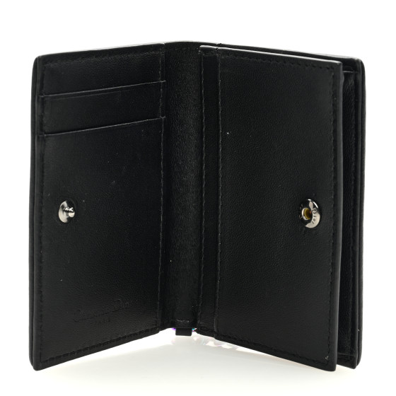Christian Dior Lambskin Cannage Small Lady Dior Flap Card Holder Black