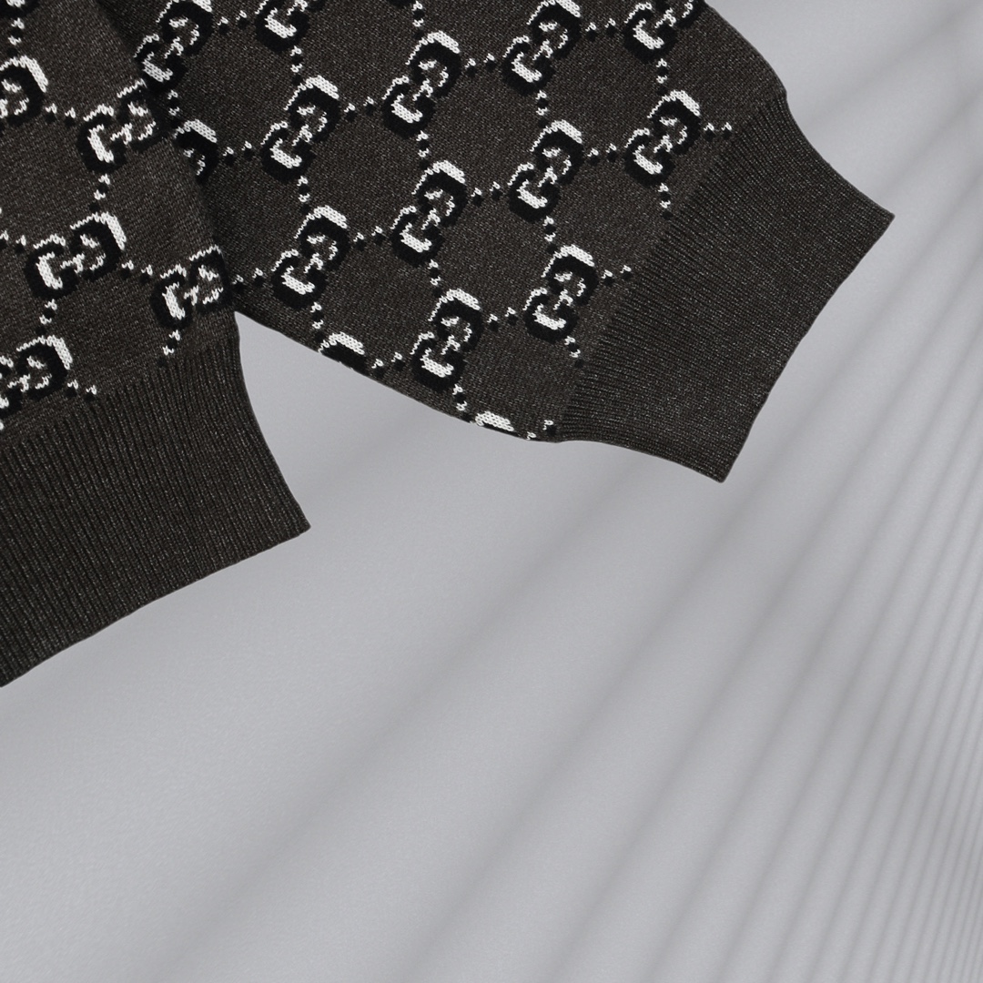 Gucci 24Fw black and white double G jacquard crew neck sweater