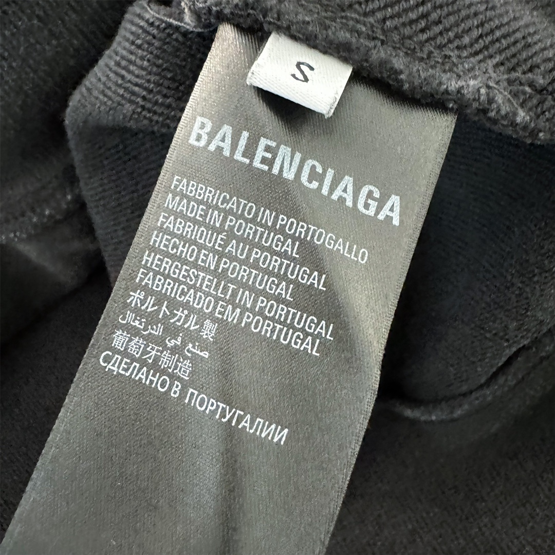 Balenciaga SS24 LOGO letter print dropped shoulder hooded long-sleeved washed sweatshirt