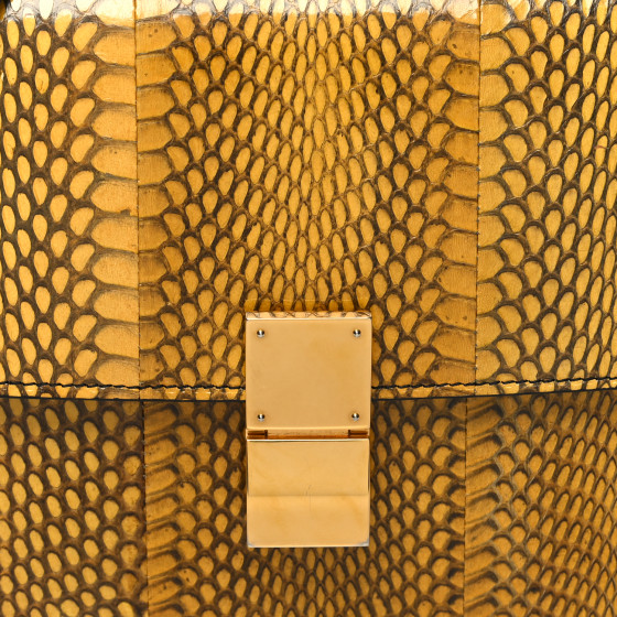 CELINE Cobra Calfskin Medium Classic Box Flap Bag Yellow