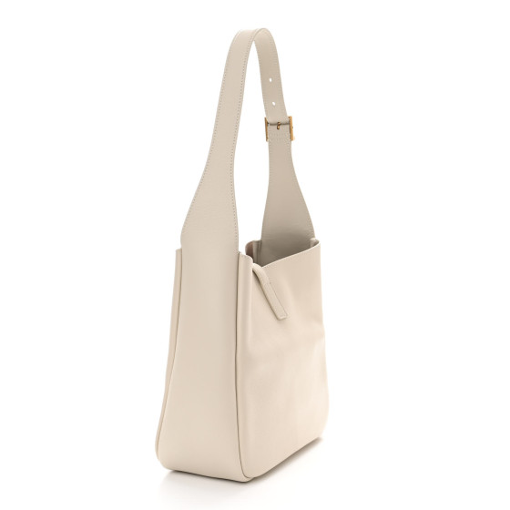 Saint Laurent Smooth Calfskin Small Le 5 A 7 Soft Hobo Blanc Vintage