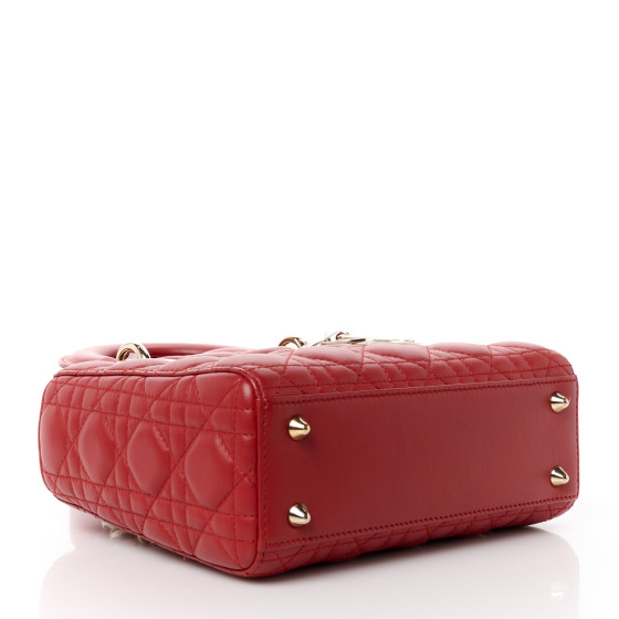 Christian Dior Lambskin Cannage Small Lucky Badges My Lady Dior Red