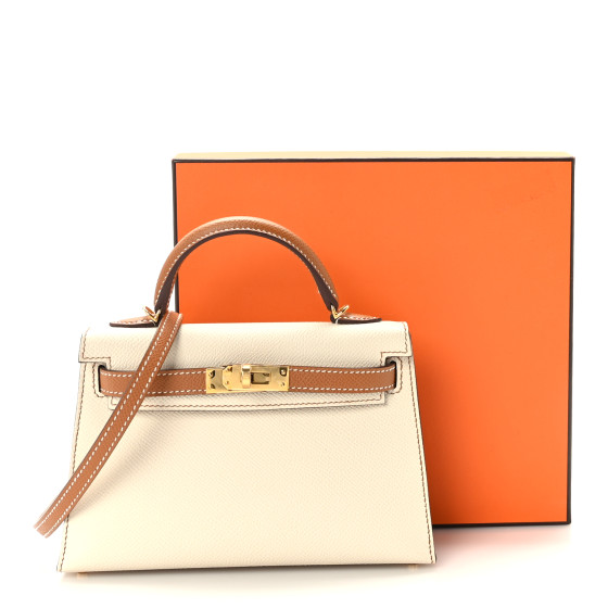 HERMES Epsom Horseshoe Mini Kelly Sellier 20 Craie Gold