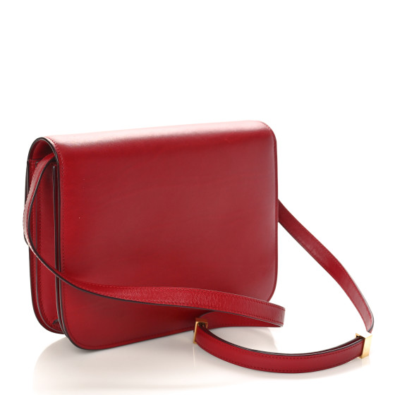 CELINE Box Calfskin Medium Classic Box Flap Bag Red