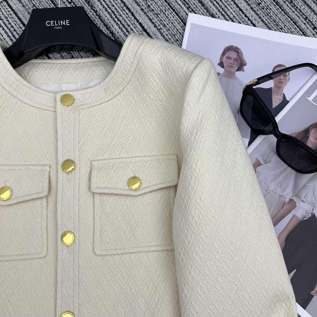 【Celine】Round neck jacket and skirt suit