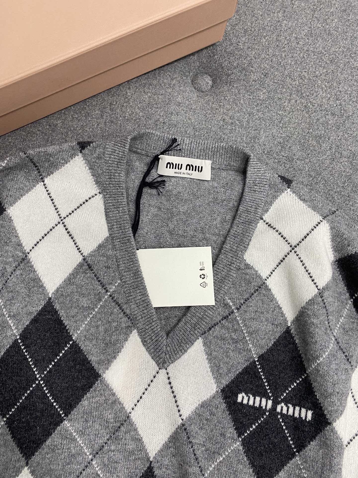 Miu Miu Women's Diamond Check Cashmere Sweater