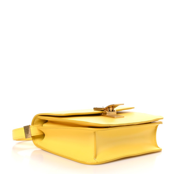 CELINE Box Calfskin Teen Classic Box Flap Bag Yellow