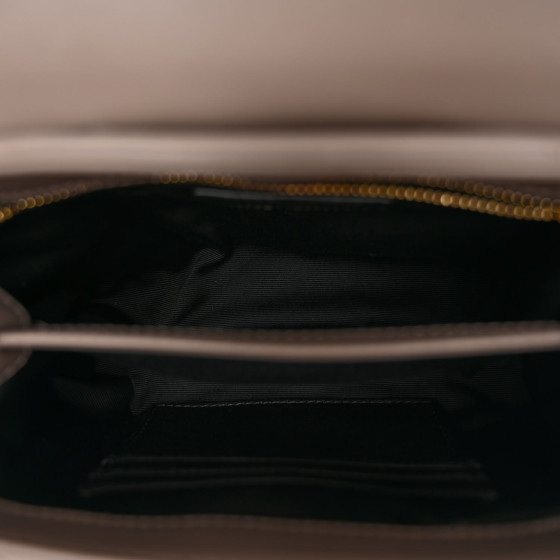 Saint Laurent Calfskin Y Quilted Monogram Toy Loulou Crossbody Bag Greyish Brown