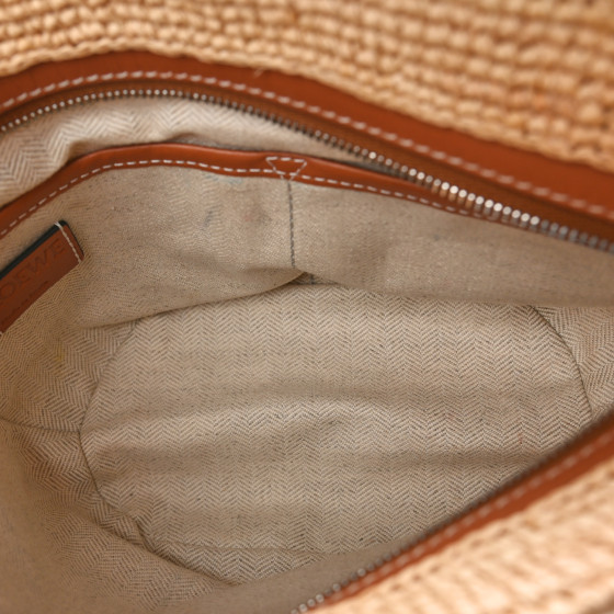 Loewe Calfskin Raffia Paulas Ibiza Pochette Bag Natural Tan