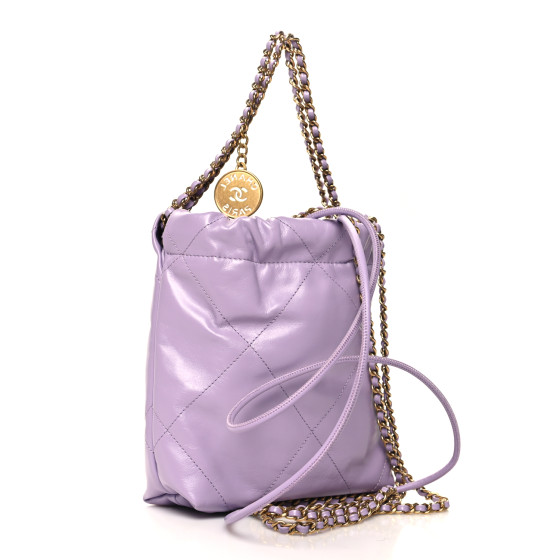 Shiny Calfskin Quilted Mini Chanel 22 Light Purple