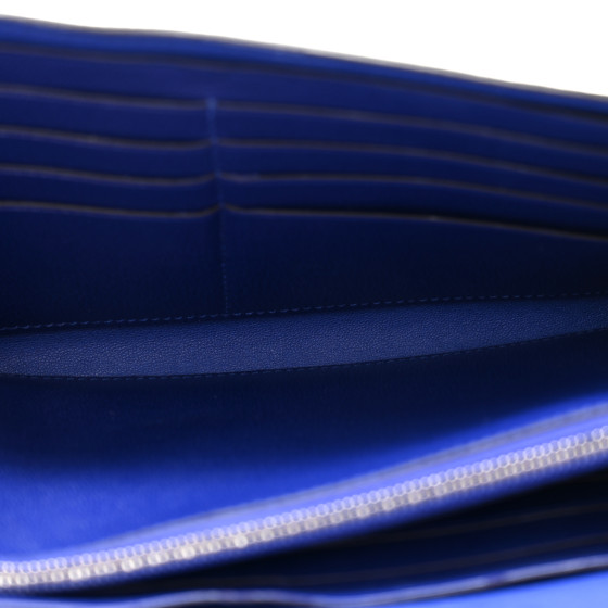 HERMES Shiny Alligator Constance Long Wallet Bleu Electric