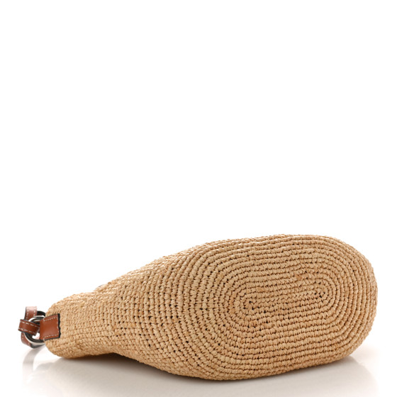Loewe Calfskin Raffia Paulas Ibiza Pochette Bag Natural Tan