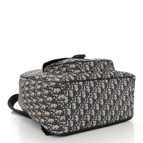 Christian Dior Oblique Jacquard Grained Calfskin Saddle Zip Backpack