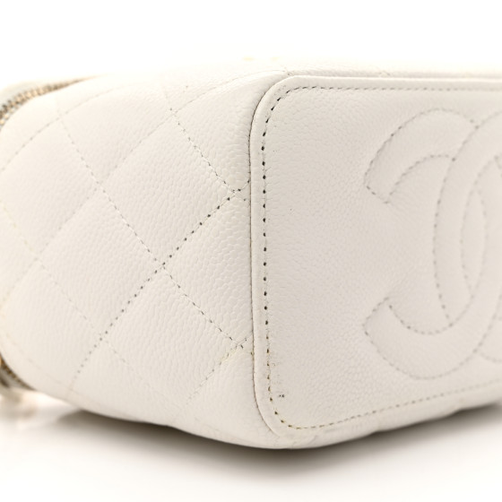 Caviar Quilted Sweetheart Vanity Case White