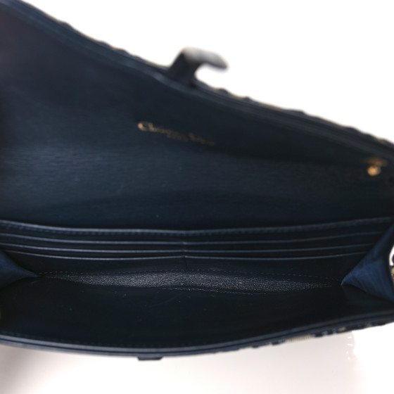 Christian Dior CHRISTIAN DIOR Oblique Saddle Chain Long Wallet Blue