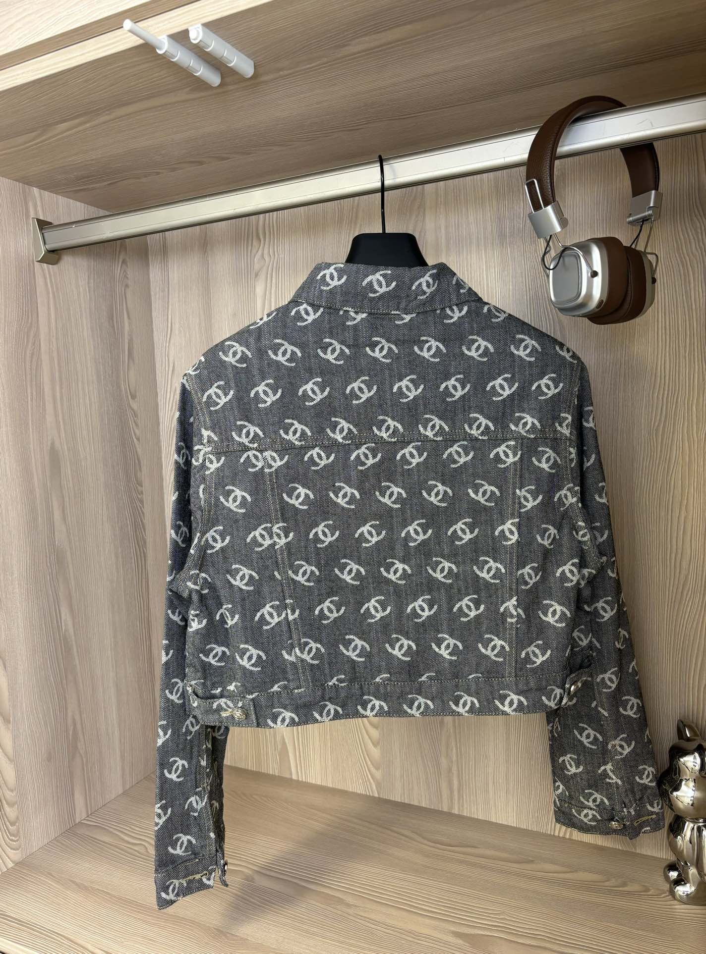 Chanel Allover Print Women's Heavy Duty Washed Denim Jacket