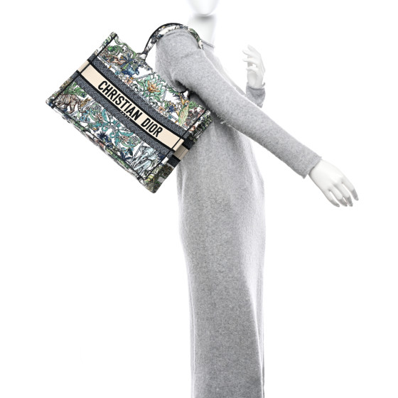 Christian Dior Canvas Embroidered Medium Etoile de Voyage Book Tote White Multicolor