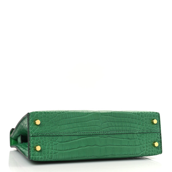 HERMES Matte Alligator Mini Kelly Sellier 20 Vert Cactus