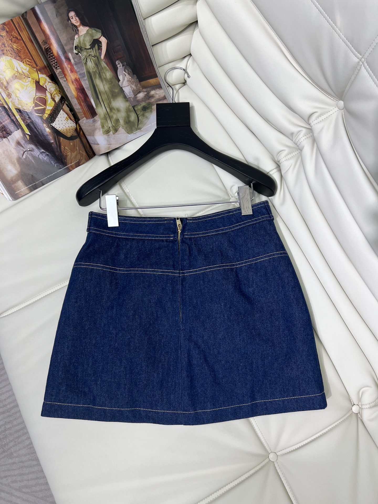 【Celine】Fluffy denim jacket and skirt set