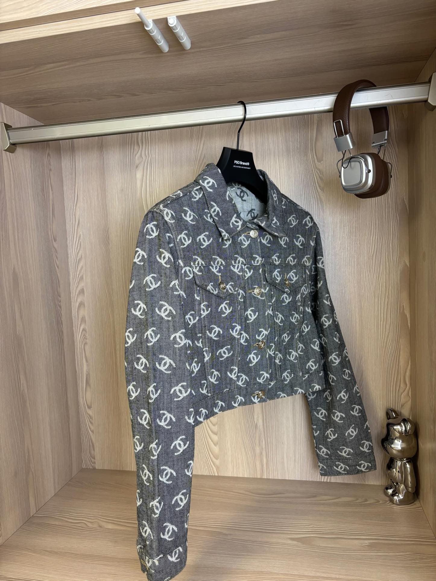 Chanel Allover Print Women's Heavy Duty Washed Denim Jacket