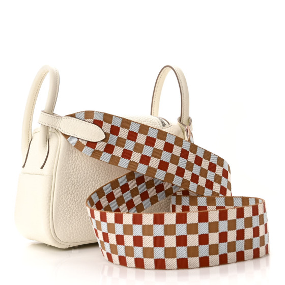 Hermes Taurillon Clemence Maxi Quadrille Mini Lindy 20 Mushroom Chai Nata Bleu Brume