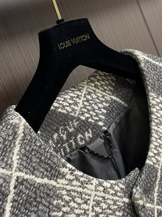 Louis Vuitton check lettering crew neck jacket argyle pattern