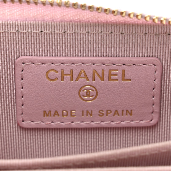 Caviar Quilted Zip Coin Purse Light Pink