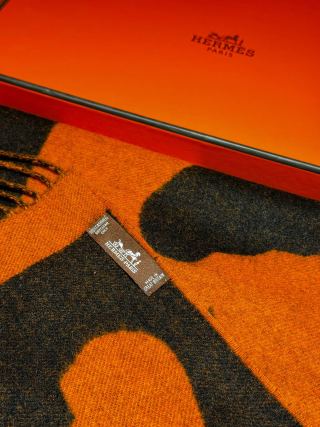 Hermès scarf contrast jacquard woven orange