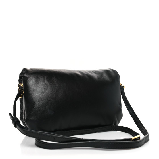 LOEWE Shiny Nappa Lambskin Mini Goya Puffer Bag Black