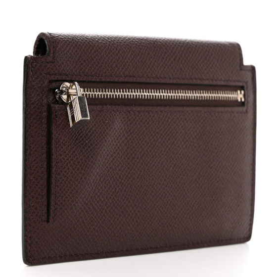 HERMES Epsom Kelly Pocket Compact Wallet Rouge Sellier
