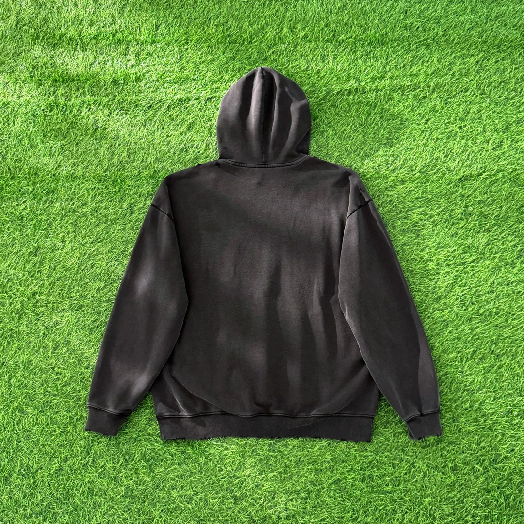 Balenciaga SS24 LOGO letter print dropped shoulder hooded long-sleeved washed sweatshirt