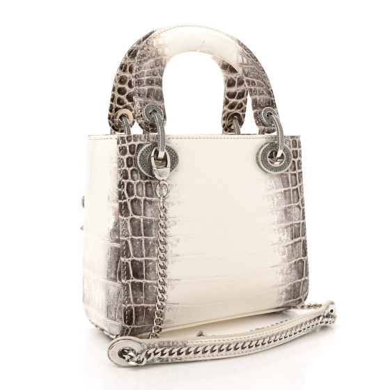 Christian Dior Niloticus Crocodile Himalaya Mini Lady Dior White