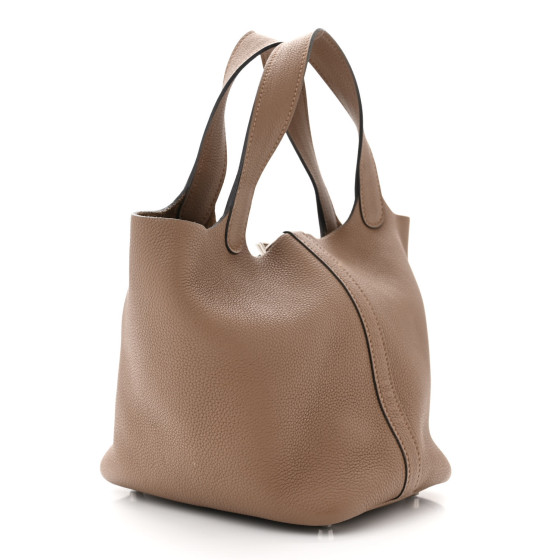 HERMES Taurillon Clemence Picotin Lock 18 PM Beige De Weimar