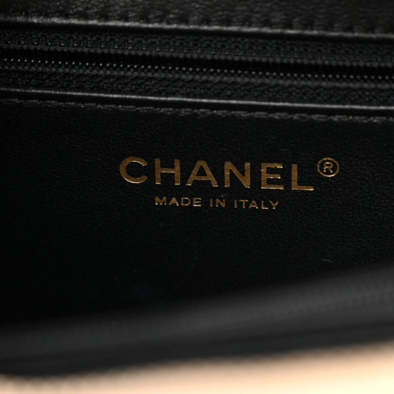 Caviar Quilted Medium CC Filigree Vanity Case Beige Black