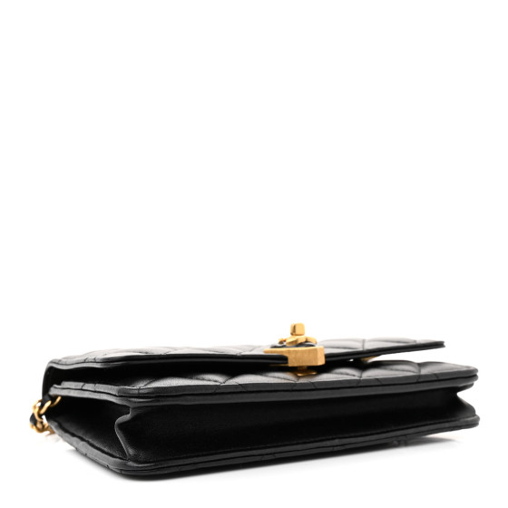 Chanel Lambskin Plexiglass Quilted Coco Love Wallet On Chain WOC Black