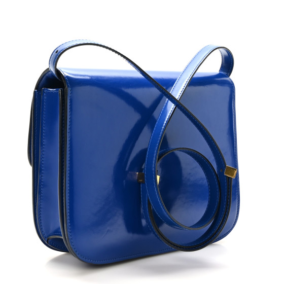 CELINE Spazzolato Calfskin Medium Classic Box Flap Bag Blue
