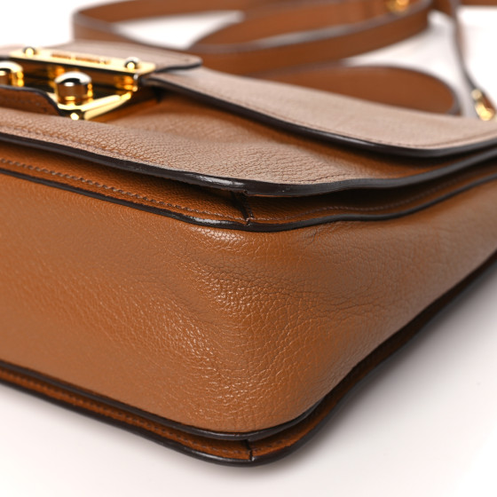 Miu Miu Goatskin Madras Shoulder Bag Cuoio